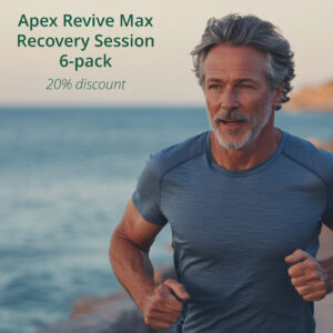 Man running after Apex Revive Max PiezoWave2 recovery session in St. George, Utah, improving circulation, easing inflammation, and providing faster relief from soreness and joint stiffness.