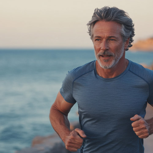 Man running after Apex Revive Max PiezoWave2 recovery session in St. George, Utah, improving circulation, easing inflammation, and providing faster relief from soreness and joint stiffness.